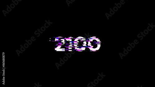Photos 3D rendering 2100 text with screen effects of technological glitches