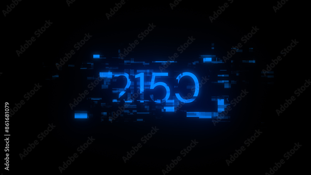 3D rendering 2150 text with screen effects of technological glitches 3D rendering 2150 text with screen effects of technological glitches