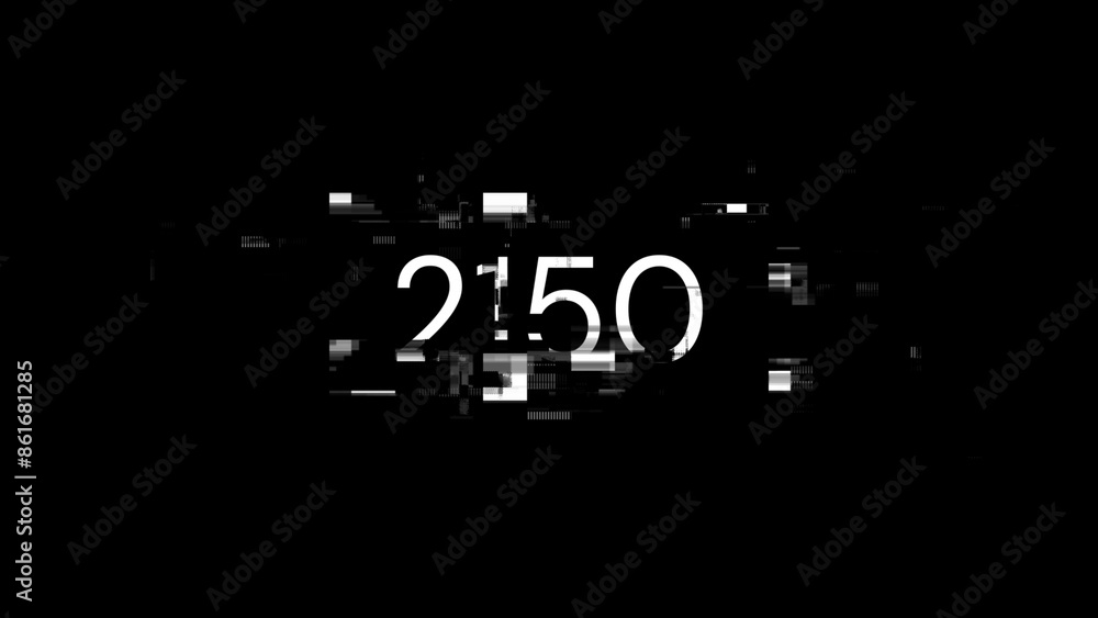 3D rendering 2150 text with screen effects of technological glitches 3D rendering 2150 text with screen effects of technological glitches