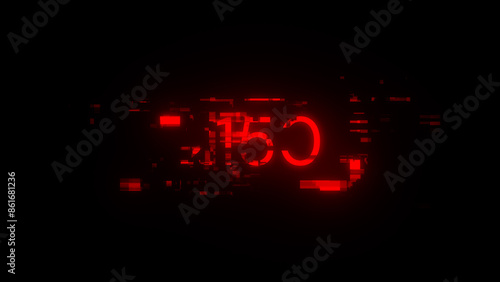 3D rendering 2150 text with screen effects of technological glitches