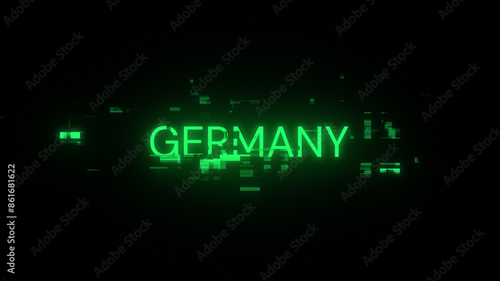 3D rendering Germany text with screen effects of technological glitches 3D rendering Germany text with screen effects of technological glitches