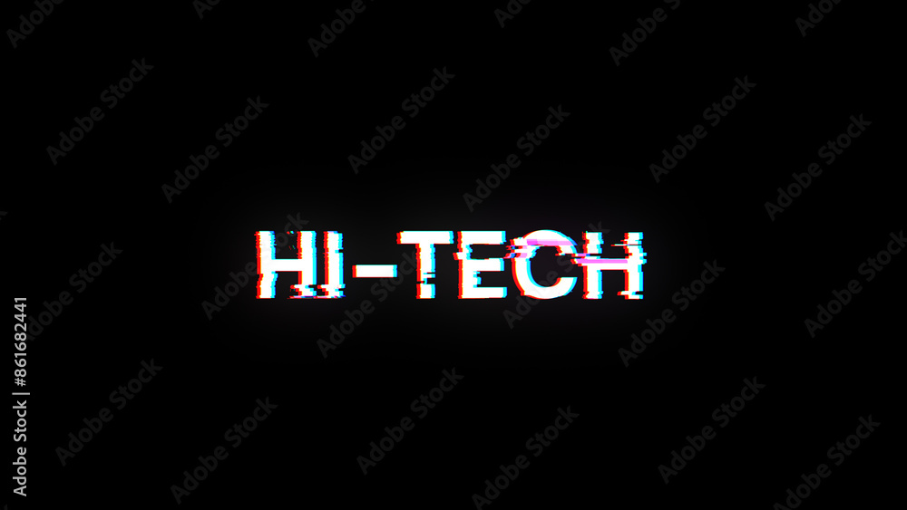 3D rendering hi tech text with screen effects of technological glitches 3D rendering hi tech text with screen effects of technological glitches