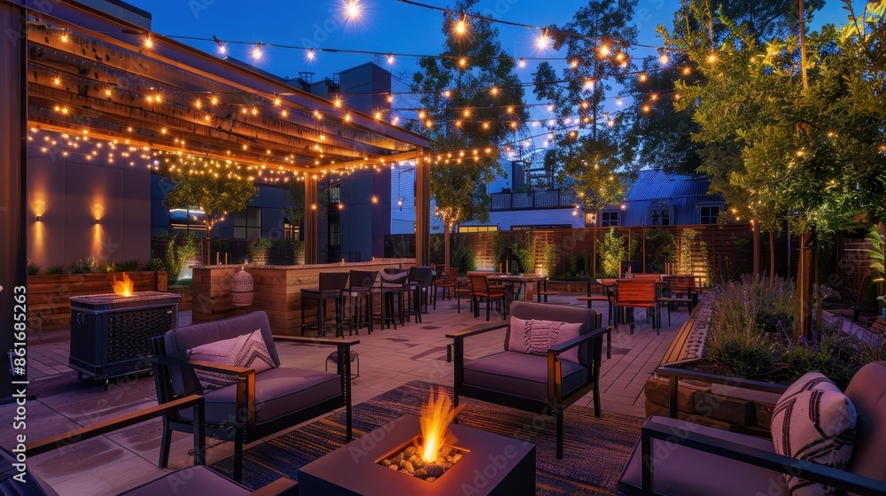 Outdoor Patio with String Lights Outdoor Patio with String Lights