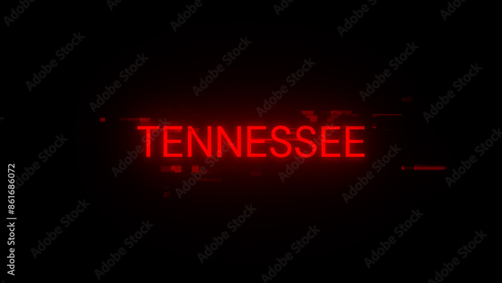 Obraz premium 3D rendering Tennessee text with screen effects of technological glitches
