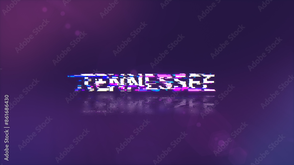Fototapeta premium 3D rendering Tennessee text with screen effects of technological glitches