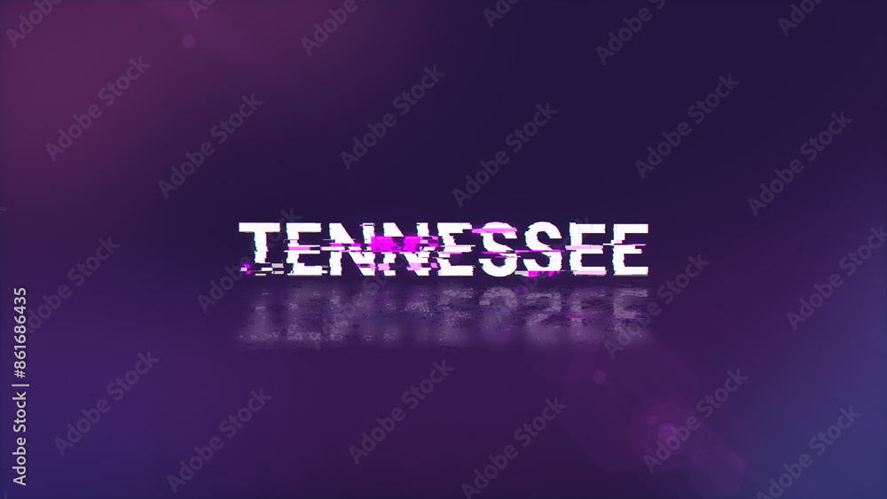 3D rendering Tennessee text with screen effects of technological glitches 3D rendering Tennessee text with screen effects of technological glitches