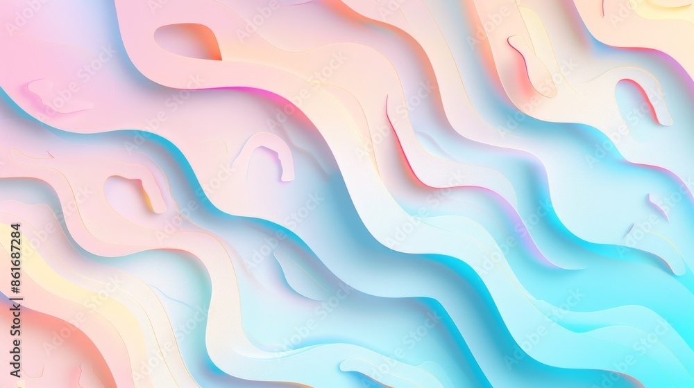 Obraz premium Abstract 3D Wavy Background in Pastel Colors