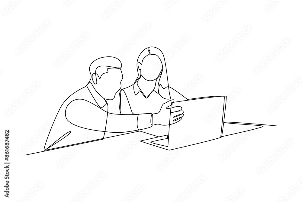 One continuous line drawing of a team that collaborates perfectly. Business Project minimalist concept. Single line draw vector graphic design illustration One continuous line drawing of a team that collaborates perfectly. Business Project minimalist concept. Single line draw vector graphic design illustration