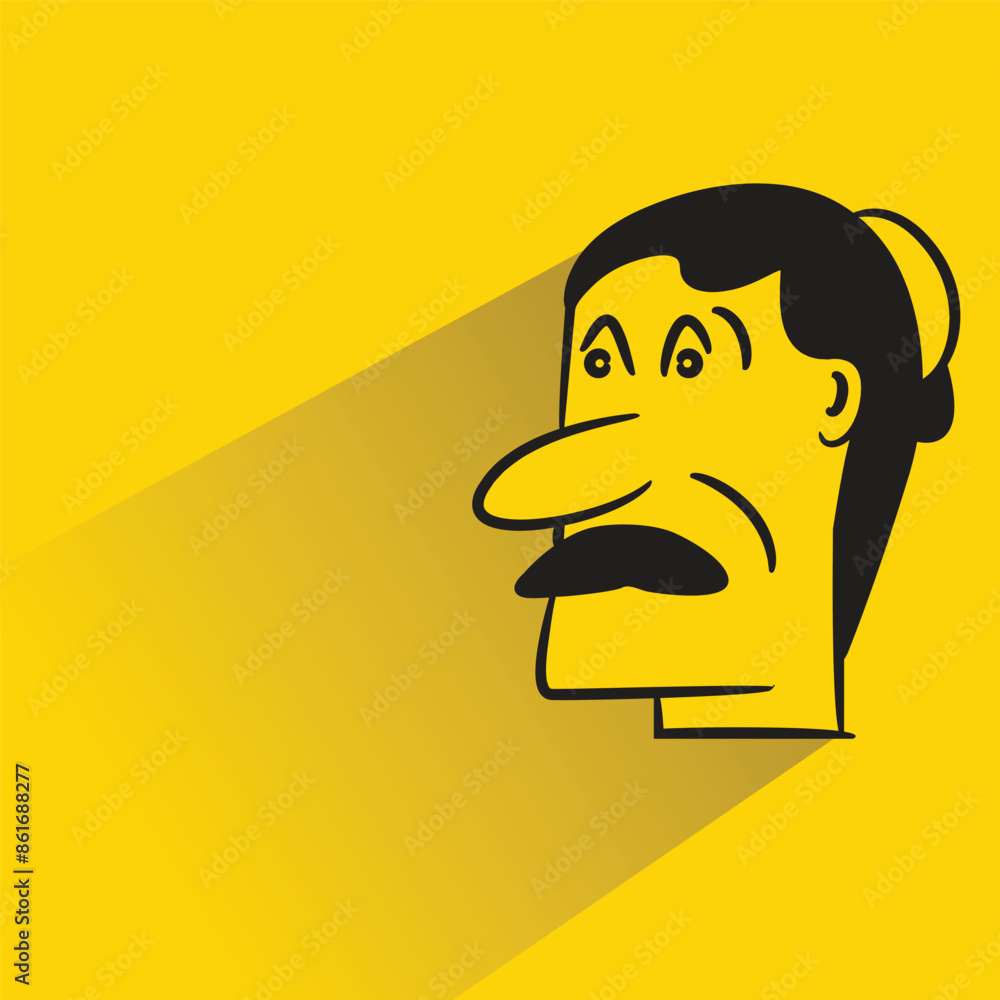 beard man with shadow on yellow background beard man with shadow on yellow background