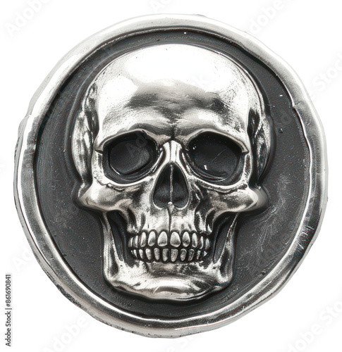 PNG Seal Wax Stamp skull silver jewelry locket. photo