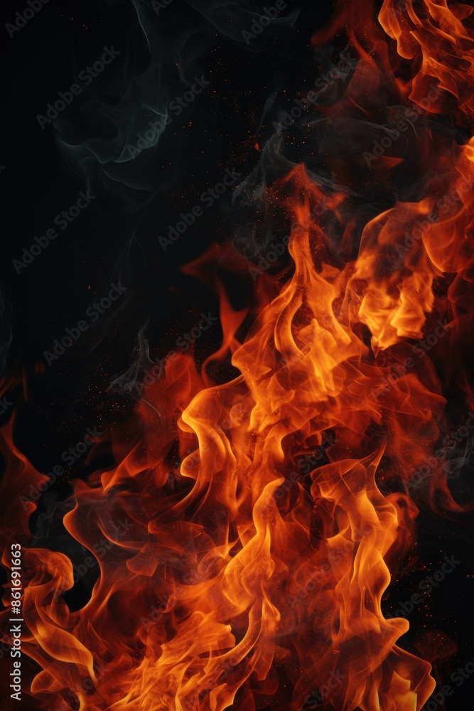 Fire flames on black background Fire flames on black background