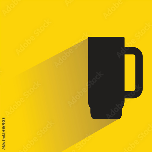 water glass icon with shadow on yellow background