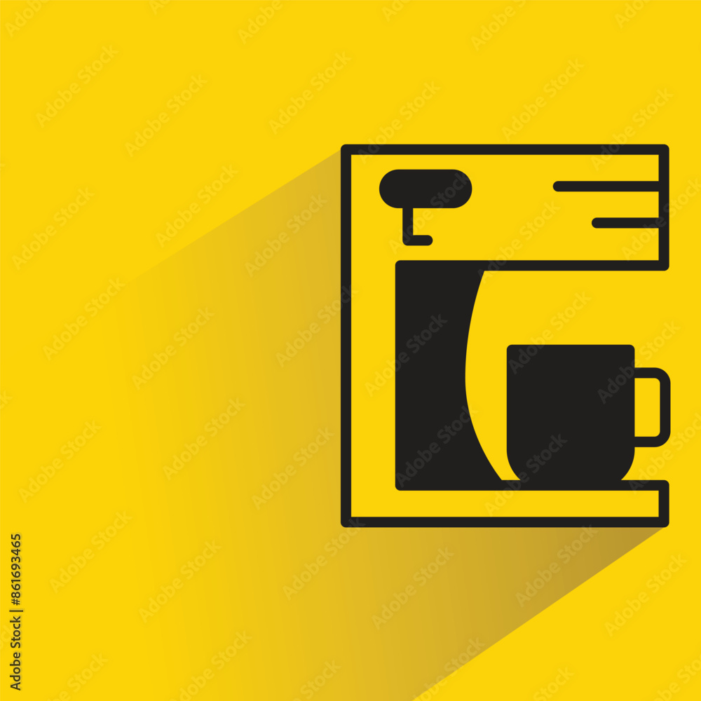 coffee maker icon with shadow on yellow background coffee maker icon with shadow on yellow background