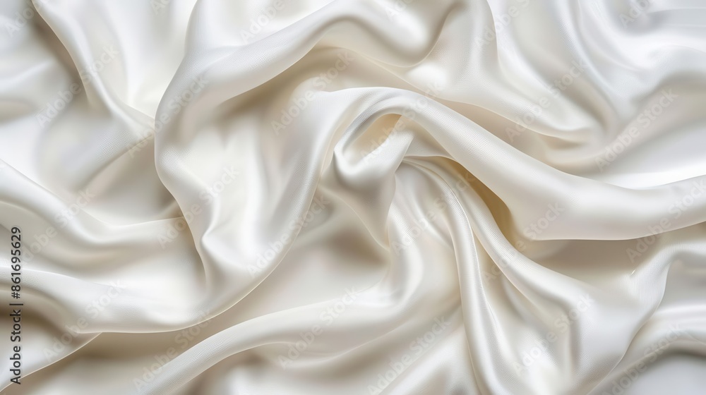 Obraz premium soft white silk fabric texture with ripples and folds luxurious background
