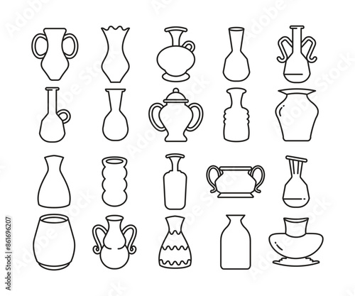 vase and pitcher icons set vector illustration