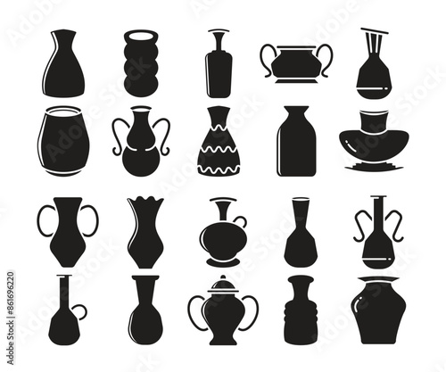 vase and pitcher icons set illustration