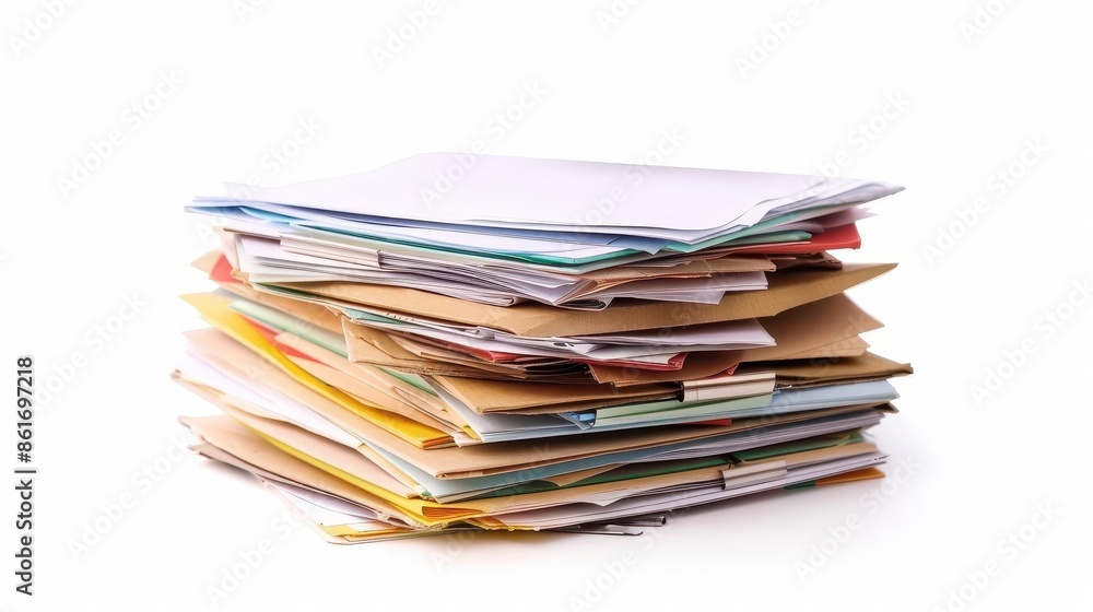 stack of business documents and papers isolated on white background office paperwork stock photo stack of business documents and papers isolated on white background office paperwork stock photo