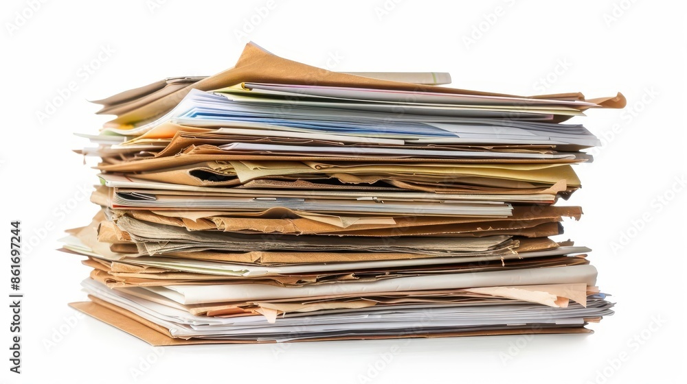 stack of business documents and papers isolated on white background office paperwork stock photo stack of business documents and papers isolated on white background office paperwork stock photo