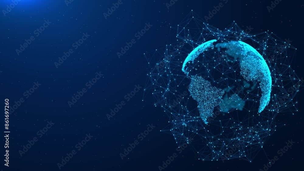 4K 3D Hud Planet earth globe maps world animation Earth map digital connection social network. world communication data. Blockchain technology database Business finance crypto currency web 3.0