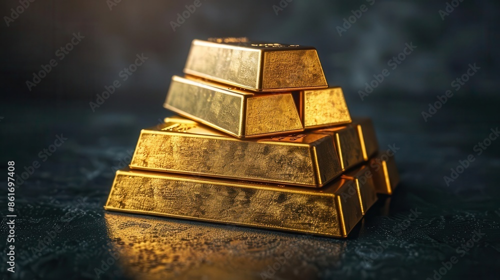 stacks of pure gold bars on dark background wealth and finance concept stacks of pure gold bars on dark background wealth and finance concept