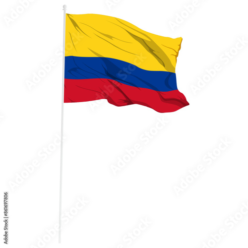 Vector illustration of wavy Colombia flag on transparent background