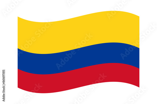 Vector illustration of wavy Colombia flag on transparent background