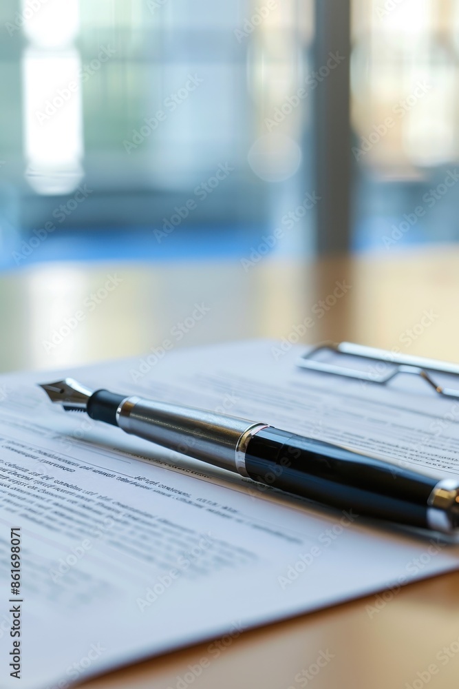 Pen lying on a contract or application form Pen lying on a contract or application form