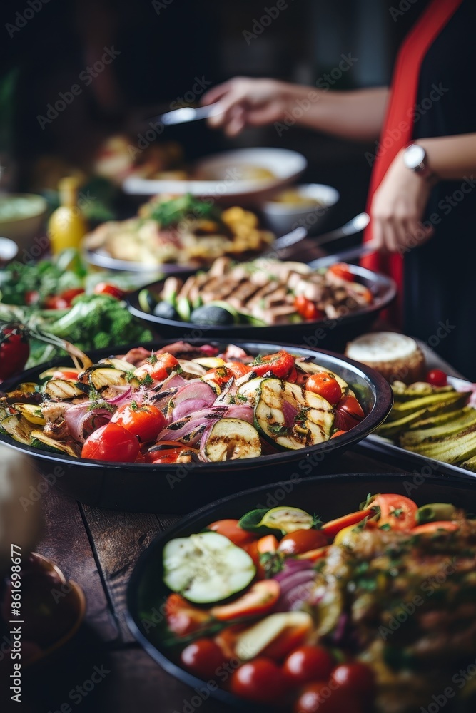 Obraz premium People group catering buffet food indoor
