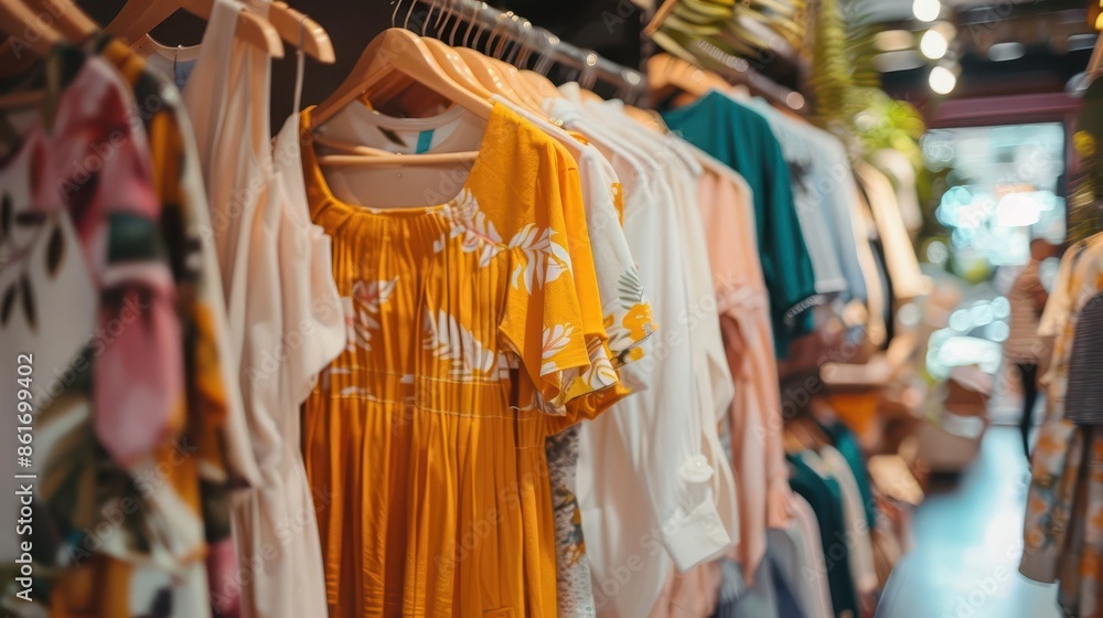 stylish summer womens clothing collection showcased in fashionable store lifestyle photo stylish summer womens clothing collection showcased in fashionable store lifestyle photo