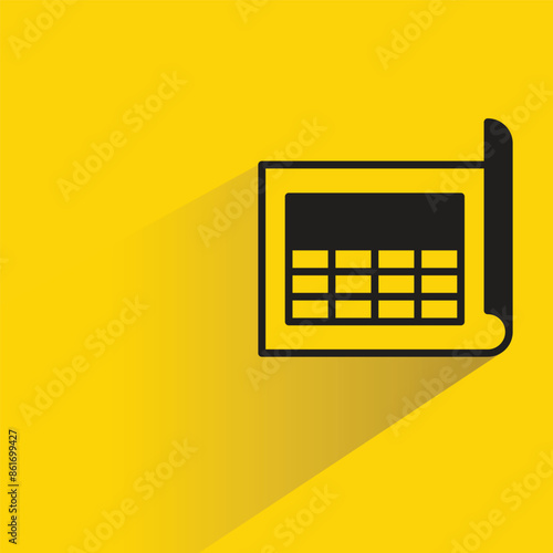 spreadsheet icon with shadow on yellow background