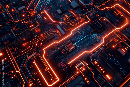 Wallpaper Mural Abstract background inspired by circuitry and technology connecting to cloud Incorporating neon lights, circuit lines and futuristic elements to create a dynamic and electrifying energetic wallpaper Torontodigital.ca