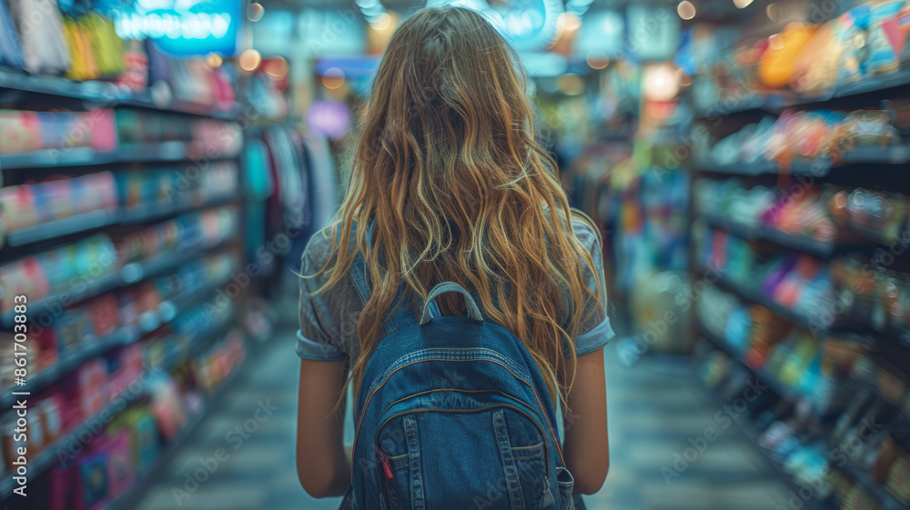 Young woman shopping in a clothing store, photo.generative ai Young woman shopping in a clothing store, photo.generative ai
