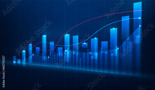 business finance stock market,graph increase technology background. investment chart trading growth. vector illustration fantastic hi-tech design.