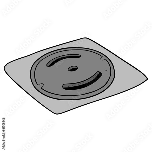 closed manhole cover illustration hand drawn isolated vector