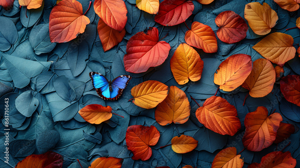 Butterfly on colorful leaves Butterfly on colorful leaves