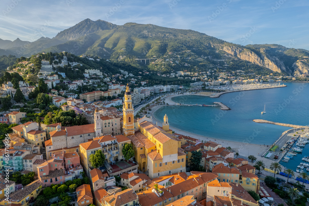 Aerial summer view of Menton, French Riviera (Côte d'Azur), France Aerial summer view of Menton, French Riviera (Côte d'Azur), France