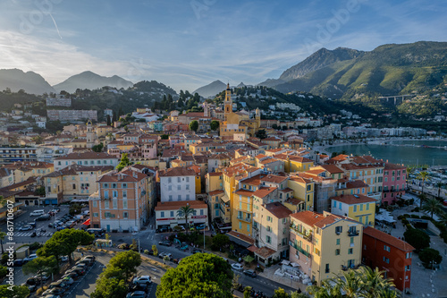 Aerial summer view of Menton, French Riviera (Côte d'Azur), France