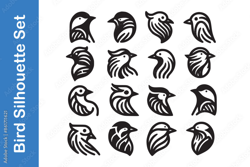 Bird Silhouette Set with editable vector collections. Bird Silhouette Set with editable vector collections.
