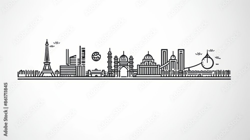Obraz premium minimalistic line quality design, graphic that is a summer olympic games PARIS, all on a white background.generative ai