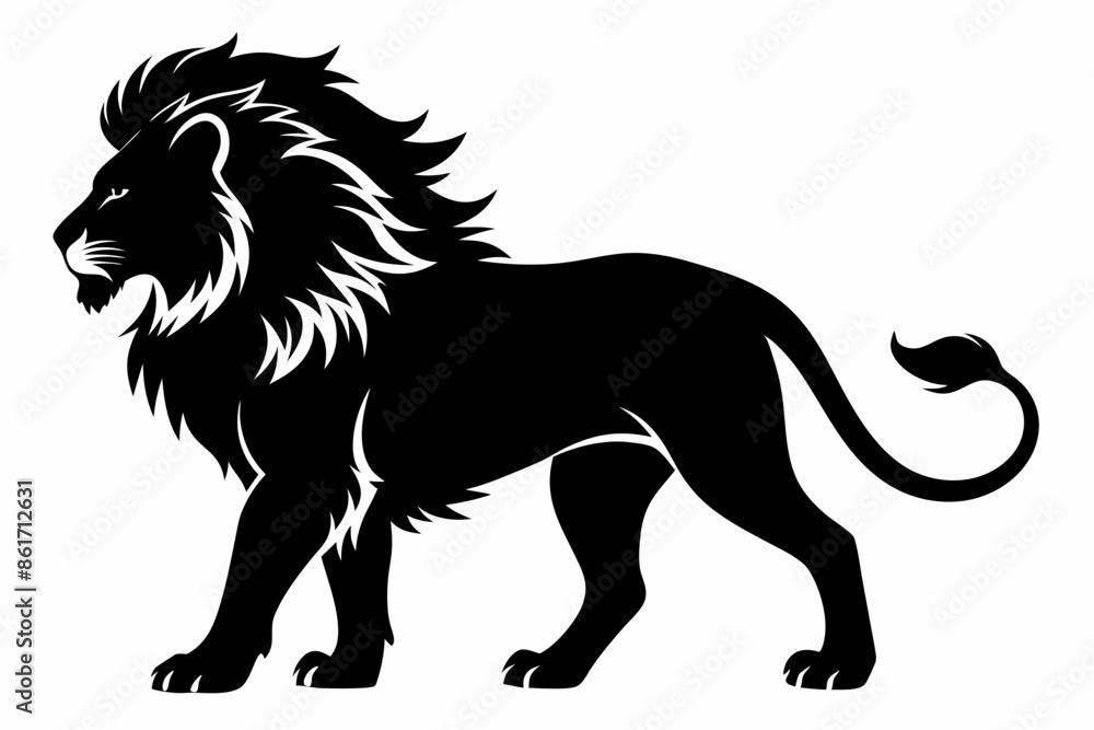 Fototapeta premium isolated black silhouette of a lion collection, lion black silhouette icon vector