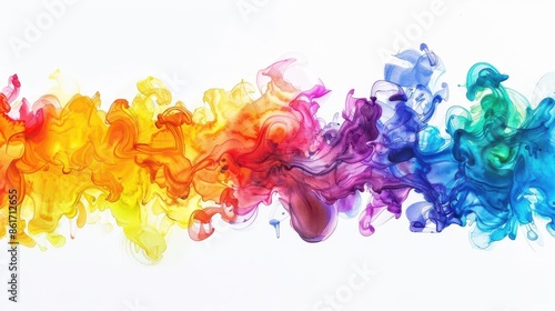 vibrant rainbow watercolor paint splash on white background abstract artistic wallpaper design