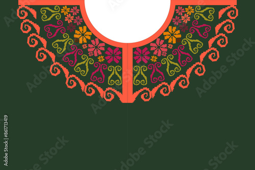 Decorative design for neckline Geometric shapes.