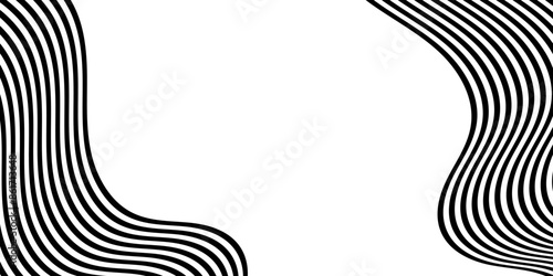 Black on white abstract perspective line wave background with 3d dimensional effect isolated on white