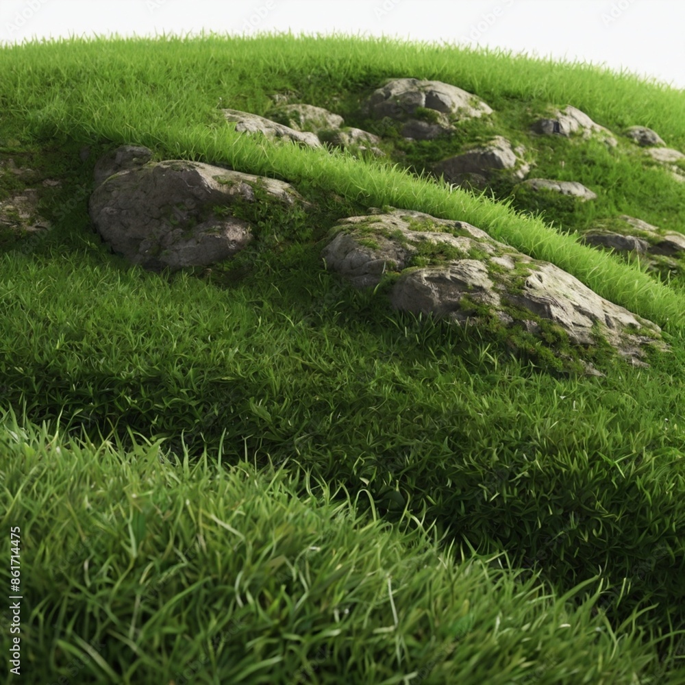 Piece of land mountain, green grass, isolated on white background, Piece of land mountain, green grass, isolated on white background,