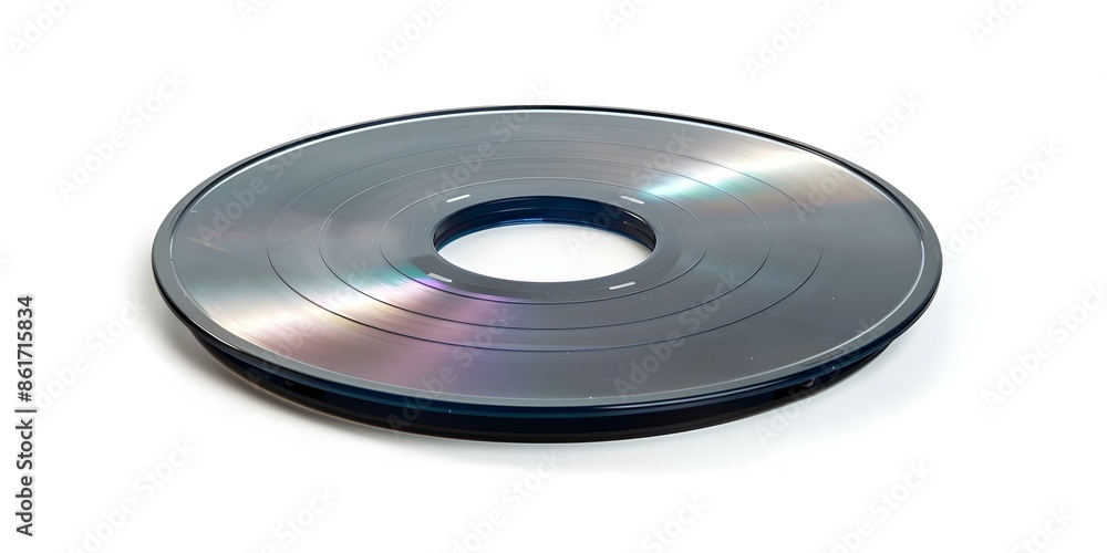 CDDVD disc standing alone on a white background. Concept Product Photography, Isolated Objects, Technology, Digital Storage, White Background CDDVD disc standing alone on a white background. Concept Product Photography, Isolated Objects, Technology, Digital Storage, White Background