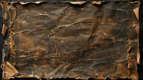 vintage paper patina aged damaged cardboard texture with rough edges on black abstract photo photo