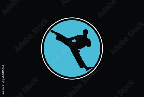 martial art logo, martial arts Sport Silhouette logo with black background