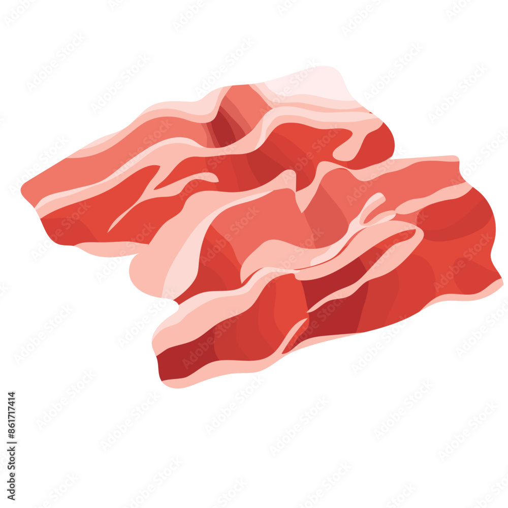 Raw Pork Bacon Slices Illustration Raw Pork Bacon Slices Illustration