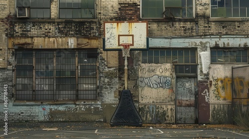 wellused basketball hoop in an outdoor urban setting capturing the essence of street sports digital photography photo
