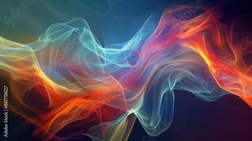 A colorful, wavy line with red, blue, and yellow colors